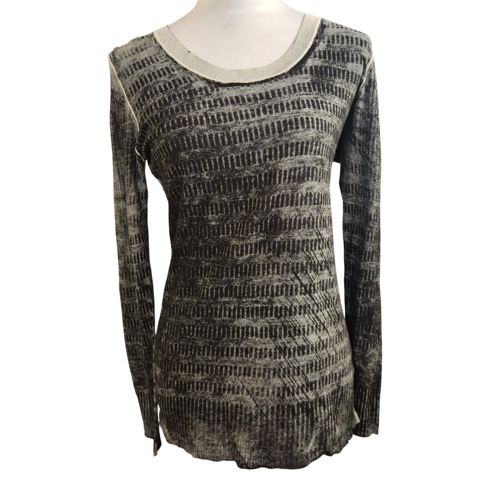 Kokun Womens Medium M Top Gray Bamboo Cashmere Textured Knit Grunge Minimalist